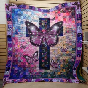 Christian Butterfly Fabric Quilt  Quilt